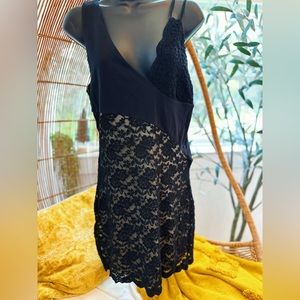Free People Women's Sleeveless One Shoulder Black Lace Cocktail Dress Size XS